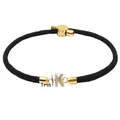 Geflochtenes schwarzes Seilarmband mit goldenem Buchstaben-K-Anhänger und Zirkonia - Buchstabe A / Schwarz