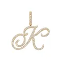 Nahaufnahme des goldenen K-Anhängers mit Zirkonia-Besatz im eleganten Schreibschriftstil - Einzelner Anhänger / Gold K