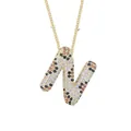 18k gold plated letter N pendant necklace with leopard pattern zircon stones - Letter N