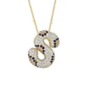 Goldene S-Buchstaben Halskette mit 3D Leopard-Muster Steinen und Perlenkette - Buchstabe S