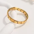 Pulsera modular de acero inoxidable dorado pulido con diseño elástico extensible - Estilo básico / Dorado
