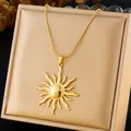Golden sunflower sunburst pendant on a fine snake chain minimalist necklace - Snake Chain Scattered Ray Sun (N3062)