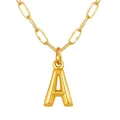 Collier maille trombone plaqué or 18K avec un pendentif lettre A en relief 3D - Lettre A / Or