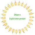 26pcs set of golden stainless steel square alphabet pendants from A to Z for DIY jewelry - Gold (pendant Only) / Letter A