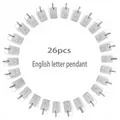 26-piece set of silver rectangular stainless steel alphabet letter pendant charms - Silver Pendant Only (Without Chain) / Letter A