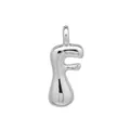 Pendentif lettre F en argent poli avec un design liquide métallique brillant - Argent-F