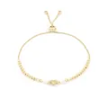 Verstellbares goldenes Perlenarmband mit weißen Perlen und Herzanhänger Buchstabe A - Herzbriefe / Buchstabe A / Gold