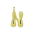 Pendentif lettre N en plaqué or 18k poli avec finition miroir arrondie pour bijoux DIY - Or-N