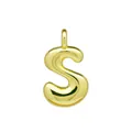 Pendentif lettre S bulle en plaqué or 18k poli pour création de bijoux DIY - Or-S