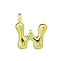 Pendentif lettre W style bulle plaqué or 18k avec une finition miroir brillante - Or-W