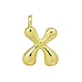 Pendentif lettre X bombé plaqué or 18k avec une finition polie effet miroir brillant - Or-X