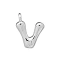Pendentif lettre V bombée en argent poli avec une finition métallique minimaliste - Argent-V