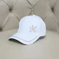 Cappellino da baseball bianco da donna con stella marina di strass e visiera - Taglia Adulto (Regolabile) / Stile Stella Marina con Zircone / Bianco