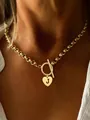 Collier cœur doré avec pendentif lettre J et fermoir à bascule OT élégant - Couleur Or Lettre J Pendentif Cœur (J)
