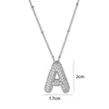 Collana con ciondolo lettera A a bolla in argento con zirconi cubici scintillanti - Lettera A / Piccolo / Argento