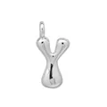 Pendentif lettre Y moderne style bulle 3D avec finition argentée polie et bords ronds - Argent-Y
