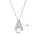 Collana con ciondolo a lettera A in argento lucido con zirconi cubici scintillanti - Lettera A / Grande / Argento