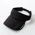 Detail of black sun visor hat featuring side mesh panels and Pelomedes Fine embroidery - Adult Size (Adjustable) / Black