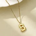 Poliertes 18K vergoldetes Bubble Initial B Anhänger Halskette mit O-Kette für Damen - Buchstabe B / Gold