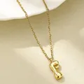 Poliertes 18K vergoldetes Halskette mit Buchstaben F Anhänger und feiner Gliederkette - Buchstabe F / Gold