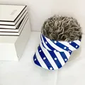 Dettaglio parrucca grigia riccia attaccata a cappello con bandiera USA e stelle - Modello 2 - Parrucca Grigia