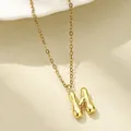 Pummeliger 3D Buchstabe H Anhänger Halskette, 18K vergoldetes Kupfer mit feiner O-Kette - Buchstabe N / Gold