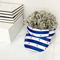 Close-up of patriotic American flag sun visor hat with creative grey curly hair wig - Pattern 6 - Gray Wig