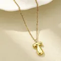 Pummelige 18K vergoldete Halskette mit Buchstaben-T-Anhänger und Hochglanz-Finish für Damen - Buchstabe T / Gold