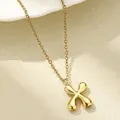Polierte 18K vergoldete klobige Buchstabe X Halskette an einer feinen Gliederkette - Buchstabe X / Gold