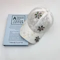 Elegant white lace baseball cap for women with rhinestone flower decor for sun protection - Adult, Adjustable / White