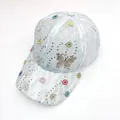 Hellblaue Spitzen-Baseballkappe mit Strass-Schmetterling und silbernen Pailletten - Erwachsenengröße (Verstellbar) / Hellgrün