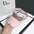 Detailed close-up of pink sun visor with sparkling rhinestones and silver buckle - Adult, Adjustable / Pink