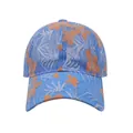 Atmungsaktive Spitzen-Basecap mit blauem Stoff und orangem Blumenmuster-Design - Himmelblau