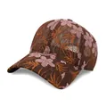 Damen Baseballkappe aus Spitze in Kaffeebraun mit rosa Blumenstickerei - Dunkelbraun