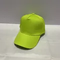 Neon green 5-panel baseball cap with structured crown and adjustable bronze buckle - Adult, Adjustable / Neon Yellow