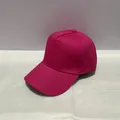 Minimalist five-panel rose pink cotton baseball cap with adjustable copper buckle back - Adult, Adjustable / Rose Red