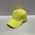 Neon yellow five-panel baseball cap with wide brim and adjustable copper buckle closure - Adult, Adjustable / Lemon Yellow