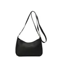 Sac bandoulière demi-lune noir minimaliste en cuir PU avec détails dorés chic - Noir