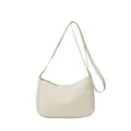 Sac hobo croissant beige minimaliste en cuir PU avec bandoulière réglable pour femmes - Blanc