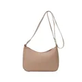 Sac hobo minimaliste en similicuir rose nude pour femmes avec fermeture éclair et bandoulière - Rose