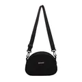 Klassische schwarze Nylon-Halbmondtasche mit verstellbarem Gurt und Metall-Logo - Schwarz