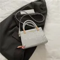 Borsa a tracolla argento testurizzata serpente con manico intrecciato e finitura - Argento