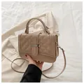 Sac à bandoulière matelassé beige avec motifs en losanges et poignée chic femme - Kaki