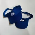 Royal blue sun visor hats with cartoon eye embroidery for kids outdoor protection - Adult Style (Circumference 56-60) / Blue (Big Eyes)