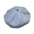 Béret en jean bleu clair pour femmes orné de strass brillants avec un style de peintre - M(56-58cm) / Bleu clair