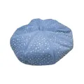 Béret en denim délavé pour femme avec strass scintillants sur un tissu bleu clair - M(56-58cm) / Bleu Moyen