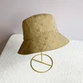 Detail of khaki wide brim bucket hat with rhinestone letter N and diamond pattern - M (56-58cm) / Khaki