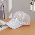 Berretto da baseball bianco da donna con paillettes colorate e rete traspirante - Taglia unica / Bianco