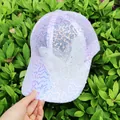 Girl's gradient sequin baseball cap featuring a 3D lace butterfly and pearl beads - Adult, Adjustable / Sequined Pink