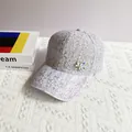 Detail of light purple lace baseball cap with sparkling rhinestones and butterfly charm - Adult Size (Adjustable) / Violet